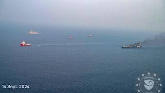 File photo of a ship under suspected attack from the Houthis in the Red Sea. (Photo: AFP)