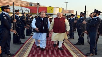 Narendra Modi visited Nawaz Sharif in Pakistan for his birthday in December 2015. Photo credit: AFP