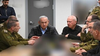 A handout photo released by his office on October 26, 2024, shows Prime Minister Benjamin Netanyahu meeting with Defense Minister Yoav Gallant and IDF commanders in the bunker below the Kirya military base in Tel Aviv. File Image: Israel Prime Minister's office