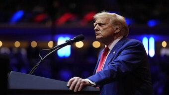 Republican presidential nominee former President Donald Trump speaks at a campaign rally at Madison Square Garden, Sunday, Oct. 27, 2024, in New York. AP