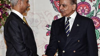 Pakistan PM Shehbaz Sharif welcomed EAM S. Jaishankar to a dinner hosted by him for SCO Council Heads of Government, in Islamabad on October 15. ANI