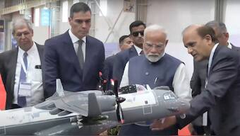 Prime Minister Narendra Modi and Spanish Prime Minister Pedro Sanchez visit the TATA Aircraft Complex after its inauguration, in Vadodara, Gujarat. PTI