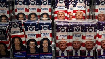 Chocolate bars with the faces of Democratic presidential nominee US Vice President Kamala Harris and Republican presidential nominee and former US President Donald Trump are displayed at a store in John F Kennedy International Airport, New York. The question that many are asking in India is who will be better suited for New Delhi? Reuters