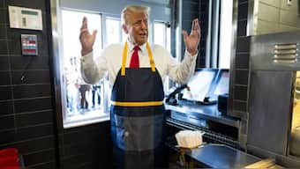 Wearing a black and yellow apron, Trump worked the fry station, quipping to the store manager that he’d "always wanted to work at McDonald’s".  AP