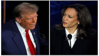 The Republican presidential nominee, former US President Donald Trump, and the Democratic presidential nominee, US Vice President Kamala Harris take part in a presidential debate hosted by ABC in Philadelphia, Pennsylvania, US, September 10, 2024 in a combination of file photographs. Reuters