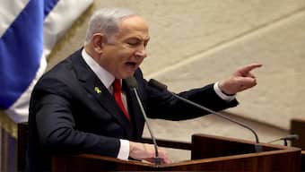 Israeli Prime Minister Benjamin Netanyahu speaks at the plenum, during a discussion on the subject of hostages kidnapped during the deadly October 7, 2023 attack, in Israel's parliament, the Knesset, in Jerusalem, November 18, 2024. Reuters