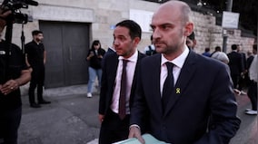 French foreign minister refuses to enter Paris-administered site in Jerusalem as Israel arrests 2 gendarmes
