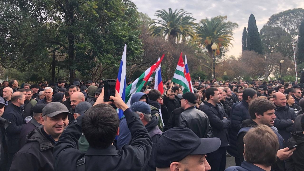 Protesters storm parliament in breakaway Georgian region Abkhazia, demand president's resignation over Russia investment deal Protesters storm parliament in breakaway Georgian region Abkhazia, demand president's resignation over Russia investment deal