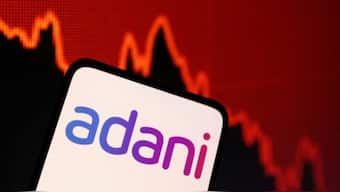 Illustration shows Adani logo and decreasing stock graph. Source: Reuters. 