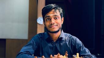 Aravindh Chithambaram defeated Levon Aronian in the blitz playoff following a three-way tie for the top-spot to be crowned champion. Image credit: Chennai Grandmasters Chess Tournament