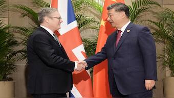 Britain's Prime Minister Keir Starmer (left) shakes hands with China's President Xi Jinping, ahead of their bilateral meeting at the Sheraton Hotel, on the sidelines of G20 summit in Rio de Janeiro, Brazil on Monday. AFP