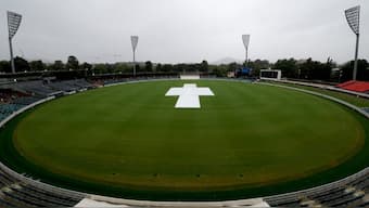 Rain has delayed the start of the warm-up match between Indi and Australia Prime Minister's XI in Canberra. Image: X / @cricketcomau 