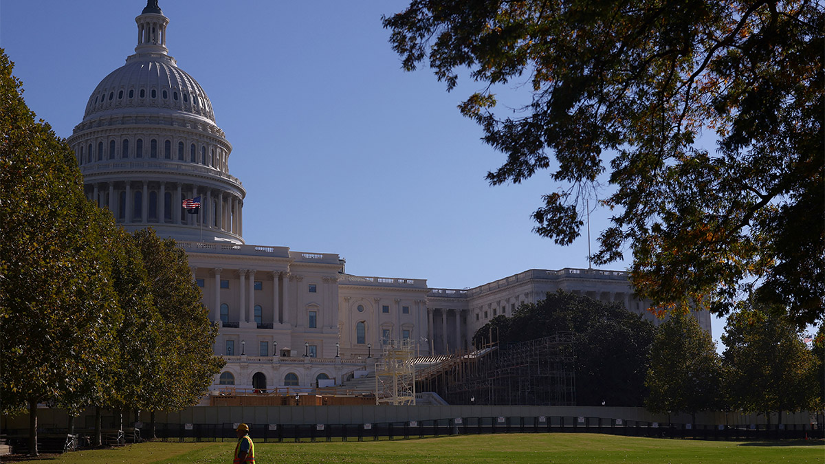 The inaugural platform is seen under construction in front of the US Capitol building in Washington, US on October 31, 2024. Reuters The inaugural platform is seen under construction in front of the US Capitol building in Washington, US on October 31, 2024. Reuters