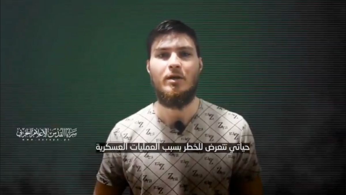 Israeli hostage Sasha Troufanov in a video released by Palestinian Islamic Jihad (PIJ). (Photo: Hostages Families Forum) Israeli hostage Sasha Troufanov in a video released by Palestinian Islamic Jihad (PIJ). (Photo: Hostages Families Forum)