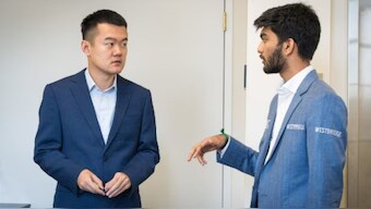 China's defending champion Ding Liren faces D Gukesh for the world title from 25 November. Image: Lennart Ootes via Grand Chess Tour