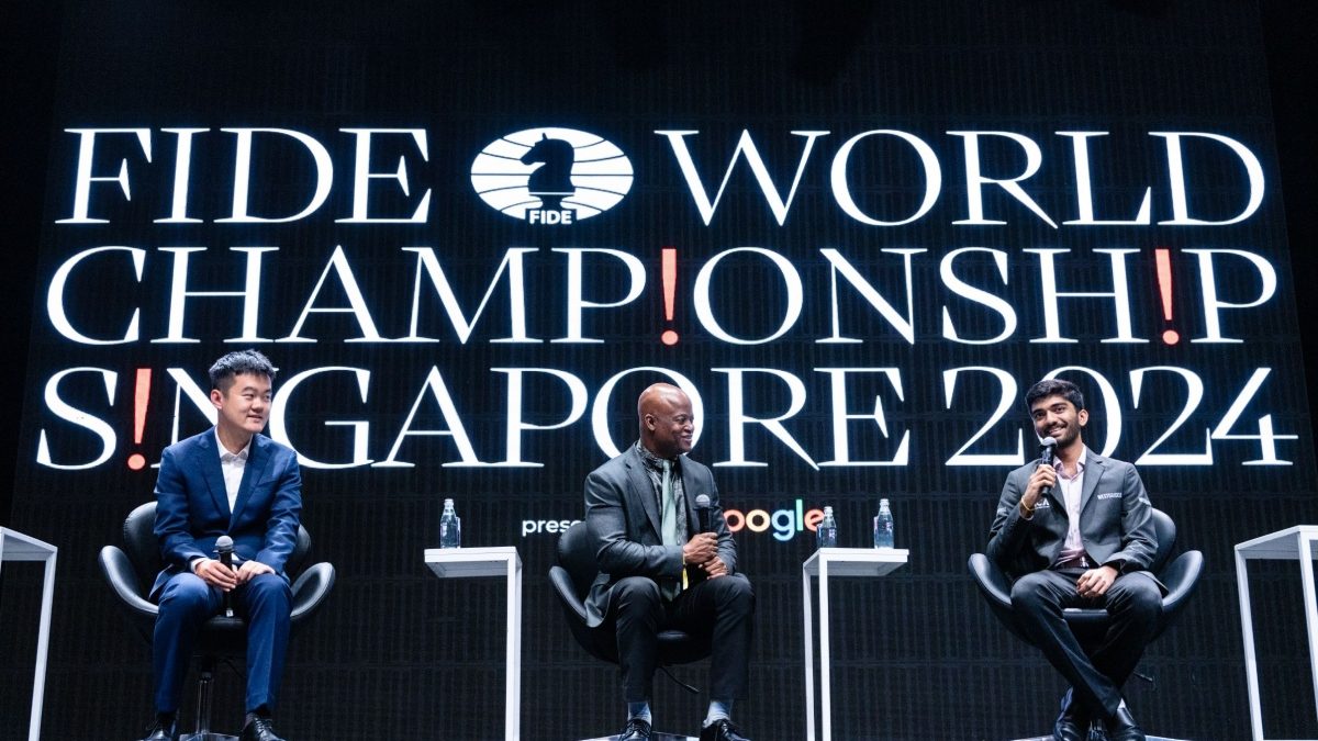 D Gukesh vs Ding Liren Live Streaming: When and where to watch World Chess Championship 2024. Image: FIDE on X D Gukesh vs Ding Liren Live Streaming: When and where to watch World Chess Championship 2024. Image: FIDE on X