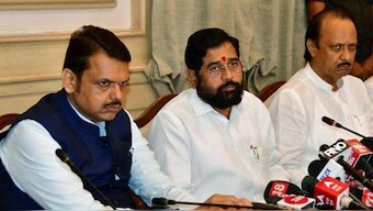 (From left) Devendra Fadnavis, Eknath Shinde and Ajit Pawar. Source: PTI.