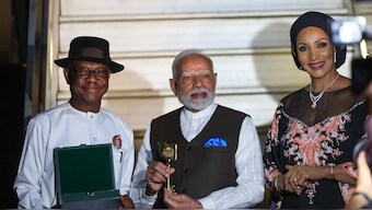 PM Modi received a ceremonial welcome from Nigeria's minister for federal capital territory, Nyesom Ezenwo Wike, who presented him with the symbolic 'Key to the City' of Abuja. X - @narendramodi