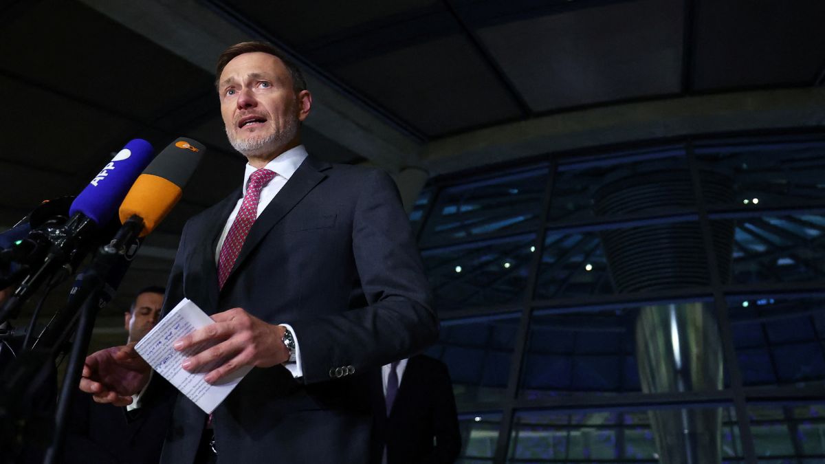 Outgoing German Finance Minister Christian Lindner of the Free Democratic party (FDP) gives a statement at the Bundestag, Germany's lower house of parliament in Berlin, Germany, November 6, 2024. Reuters