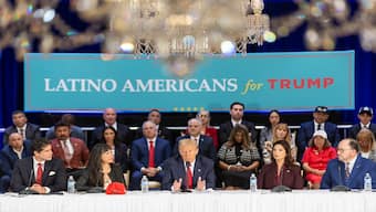 Donald Trump speaks at a roundtable with Latino business leaders, on October 22 in Doral, Florida. AFP