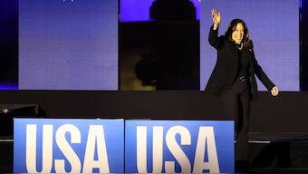 Democratic presidential nominee U.S. Vice President Kamala Harris waves on stage during a campaign rally in Philadelphia, Pennsylvania, US. Reuters