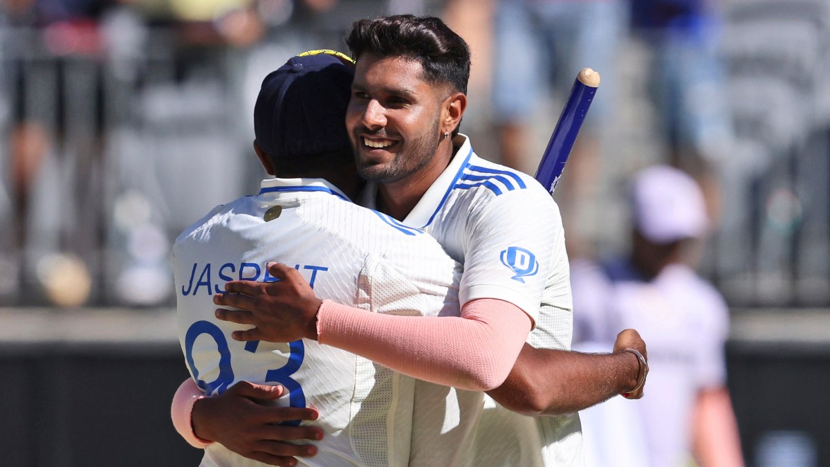 India captain Jasprit Bumrah hugs Harshit Rana after the latter gets rid of Alex Carey to seal their 295-run victory over Australia in Perth. AP India captain Jasprit Bumrah hugs Harshit Rana after the latter gets rid of Alex Carey to seal their 295-run victory over Australia in Perth. AP
