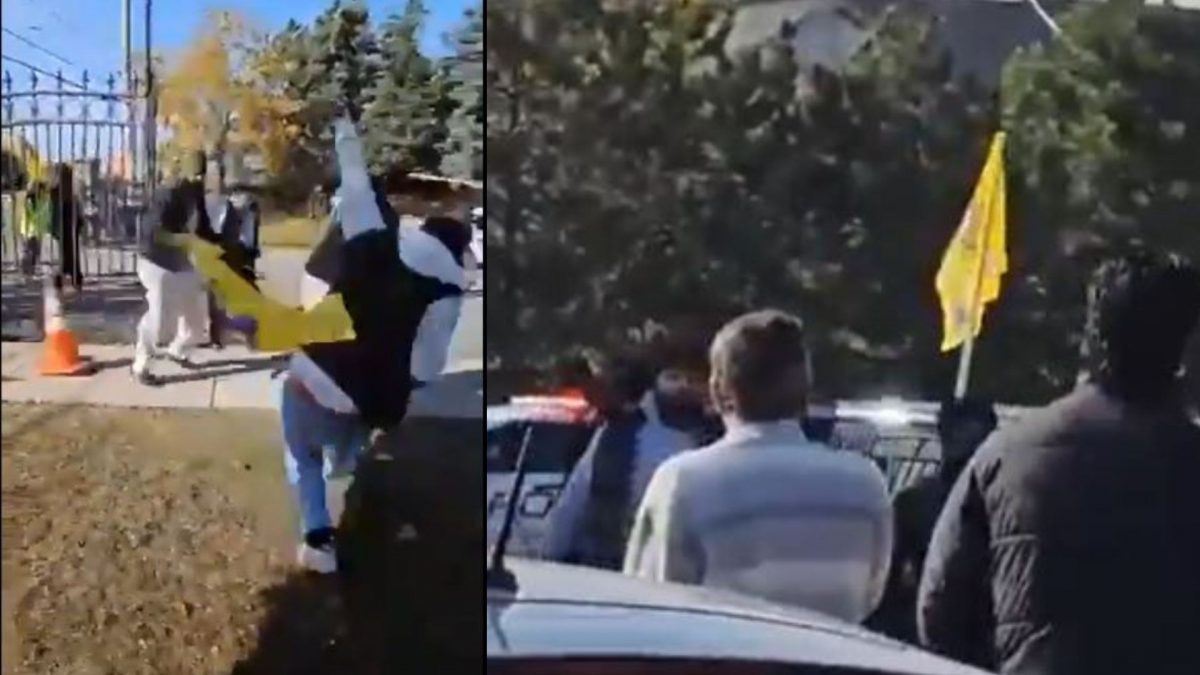 Hindus attacked by Khalistanis outside Hindu Sabha Mandir in Brampton, Canada. Source: Screengrab | X. Hindus attacked by Khalistanis outside Hindu Sabha Mandir in Brampton, Canada. Source: Screengrab | X.