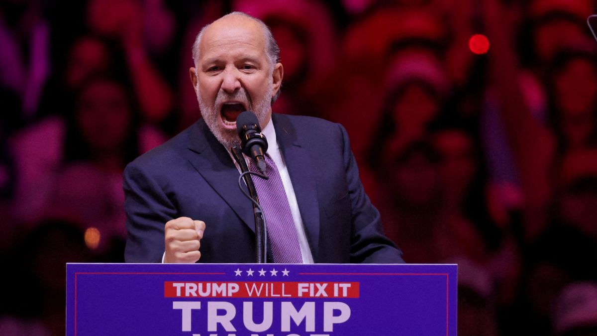 Howard Lutnick, Chairman and CEO of Cantor Fitzgerald, gestures as he speaks during a rally for Republican presidential nominee and former US President Donald Trump at Madison Square Garden, in New York, US, October 27, 2024. File Image/Reuters Howard Lutnick, Chairman and CEO of Cantor Fitzgerald, gestures as he speaks during a rally for Republican presidential nominee and former US President Donald Trump at Madison Square Garden, in New York, US, October 27, 2024. File Image/Reuters