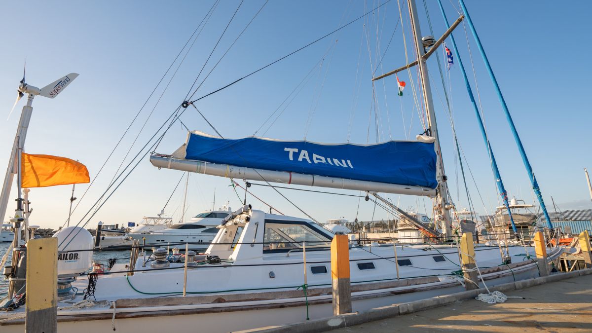INSV Tarini, led by an all-women crew, has made its first international stop in Australia in its journey to circumnavigate the globe. INSV Tarini, led by an all-women crew, has made its first international stop in Australia in its journey to circumnavigate the globe.