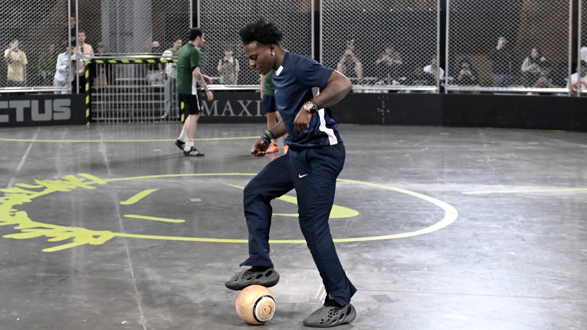 Popular streamer IShowSpeed plays football at ComplexCon 2024 in Las Vegas. AFP Popular streamer IShowSpeed plays football at ComplexCon 2024 in Las Vegas. AFP