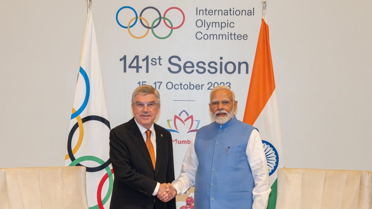 PM Narendra Modi announced in 2023 that India will be bidding to host the 20236 Summer Olympics. Image: PTI
PM Narendra Modi announced in 2023 that India will be bidding to host the 20236 Summer Olympics. Image: PTI