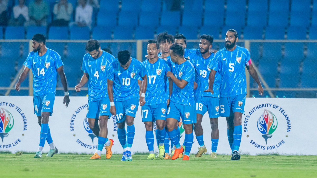 Indian players celebrate Rahul Bheke's 39th-minute equaliser in the international friendly match against Malaysia in Hyderabad. AIFF Indian players celebrate Rahul Bheke's 39th-minute equaliser in the international friendly match against Malaysia in Hyderabad. AIFF