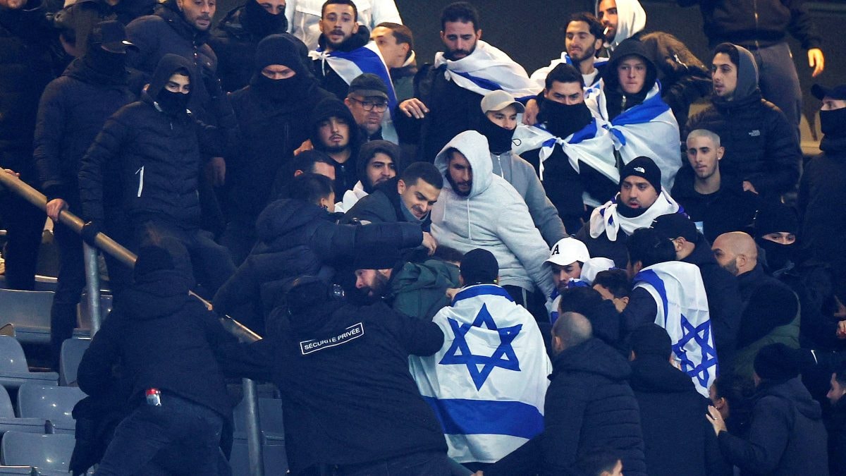 France vs Israel football: Stewards intervene to stop Israel-France football fans clash at Paris match