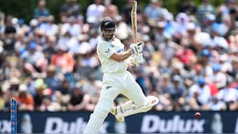 New Zealand's Kane Williamson bats during play on the first day of the first Test between England and New Zealand at Hagley Oval in Christchurch. Image: Reuters