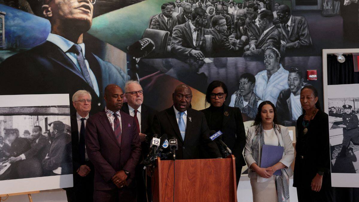 Attorney Ben Crump and legal team speak alongside daughter of the late killed civil rights leader Malcolm X, Ilyasah Shabazz, during a news conference to announce a lawsuit against government agencies and the New York City Police Department (NYPD) for the alleged assassination and concealment of evidence surrounding Malcolm X’s murder in New York City, US, November, 15, 2024. File Image/Reuters