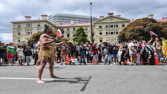 Members of the Maori community and their supporters take part in a protest march in Wellington. AFP