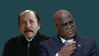 Nicaragua's President Daniel Ortega (L) and Congo's President Félix Tshisekedi