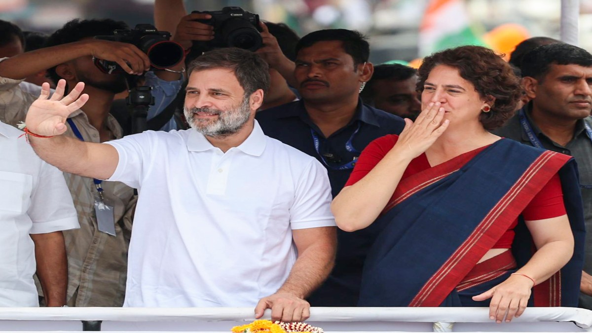 Congress leader Rahul Gandhi with his sister and party candidate Priyanka Gandhi Vadra during a roadshow for Wayanad Lok Sabha seat by-polls, at Sulthan Bathery area, in Wayanad district, Kerala, Monday, November 11, 2024. PTI Congress leader Rahul Gandhi with his sister and party candidate Priyanka Gandhi Vadra during a roadshow for Wayanad Lok Sabha seat by-polls, at Sulthan Bathery area, in Wayanad district, Kerala, Monday, November 11, 2024. PTI