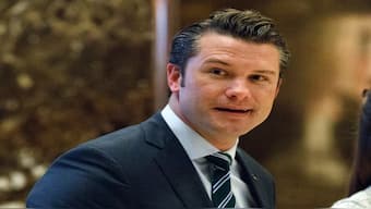 Pete Hegseth walks to an elevator for a meeting with President-elect Donald Trump at Trump Tower in New York, on December 15, 2016. AP File