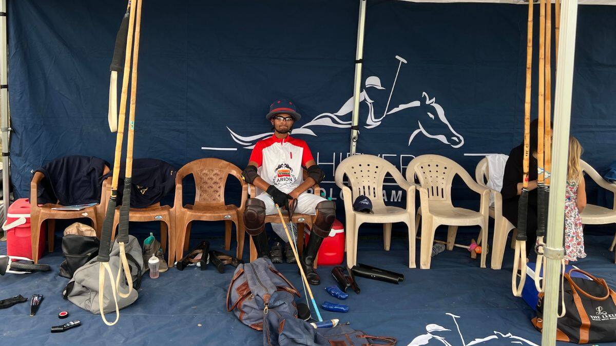 Vishwarupe Bajaj, a player for the Arion Achievers polo team looks on ahead of the final of the Sir Pratap Singh Polo Cup at the Jaipur Polo Ground in New Delhi, November 17, 2024. Anmol Singla/Firstpost