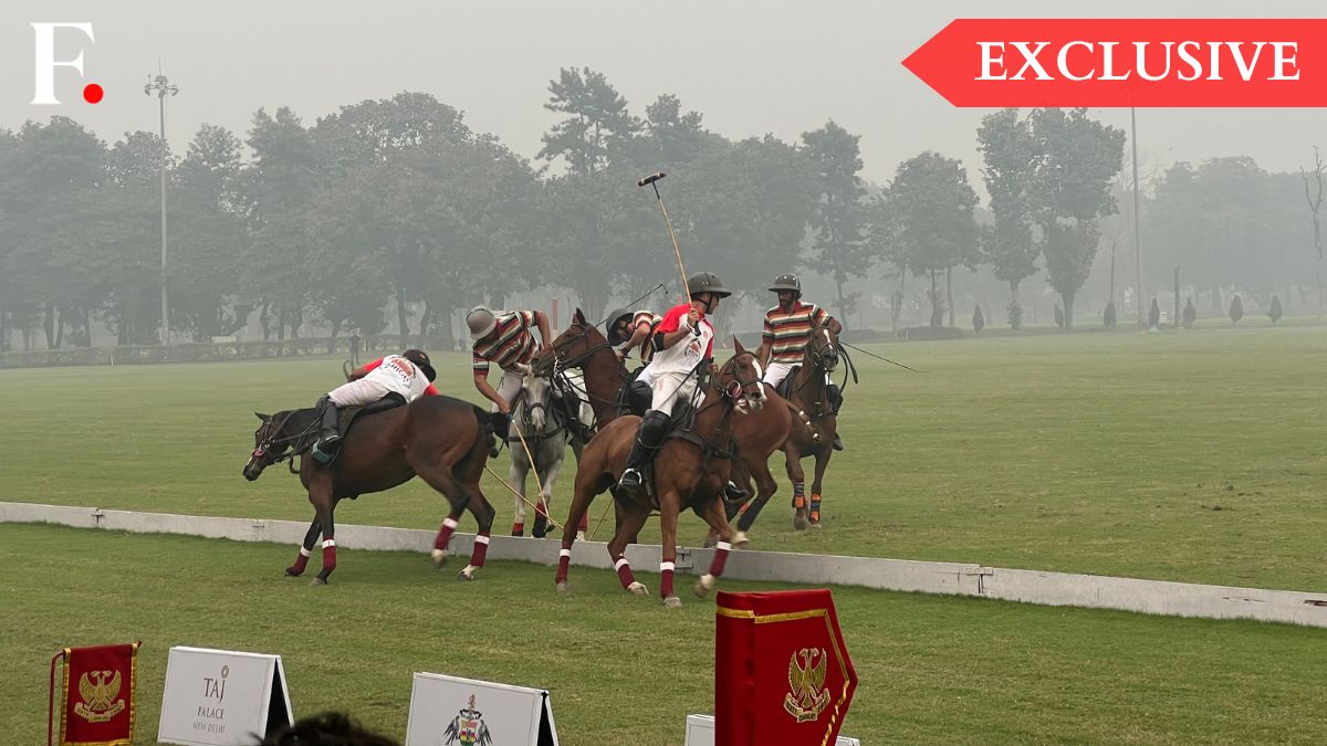 Players from the Jaipur Delta polo team and the Arion Achievers polo team, and their horses clash during the final of the Sir Pratap Singh Polo Cup at the Jaipur Polo Ground in New Delhi, November 17, 2024. Anmol Singla/Firstpost Players from the Jaipur Delta polo team and the Arion Achievers polo team, and their horses clash during the final of the Sir Pratap Singh Polo Cup at the Jaipur Polo Ground in New Delhi, November 17, 2024. Anmol Singla/Firstpost