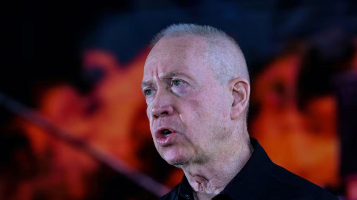 Yoav Gallant speaks during a memorial ceremony of the Hamas attack on October 7 last year that sparked the ongoing war in Gaza, at the Mount Herzl military cemetery in Jerusalem on October 27, 2024. Image- AP Yoav Gallant speaks during a memorial ceremony of the Hamas attack on October 7 last year that sparked the ongoing war in Gaza, at the Mount Herzl military cemetery in Jerusalem on October 27, 2024. Image- AP