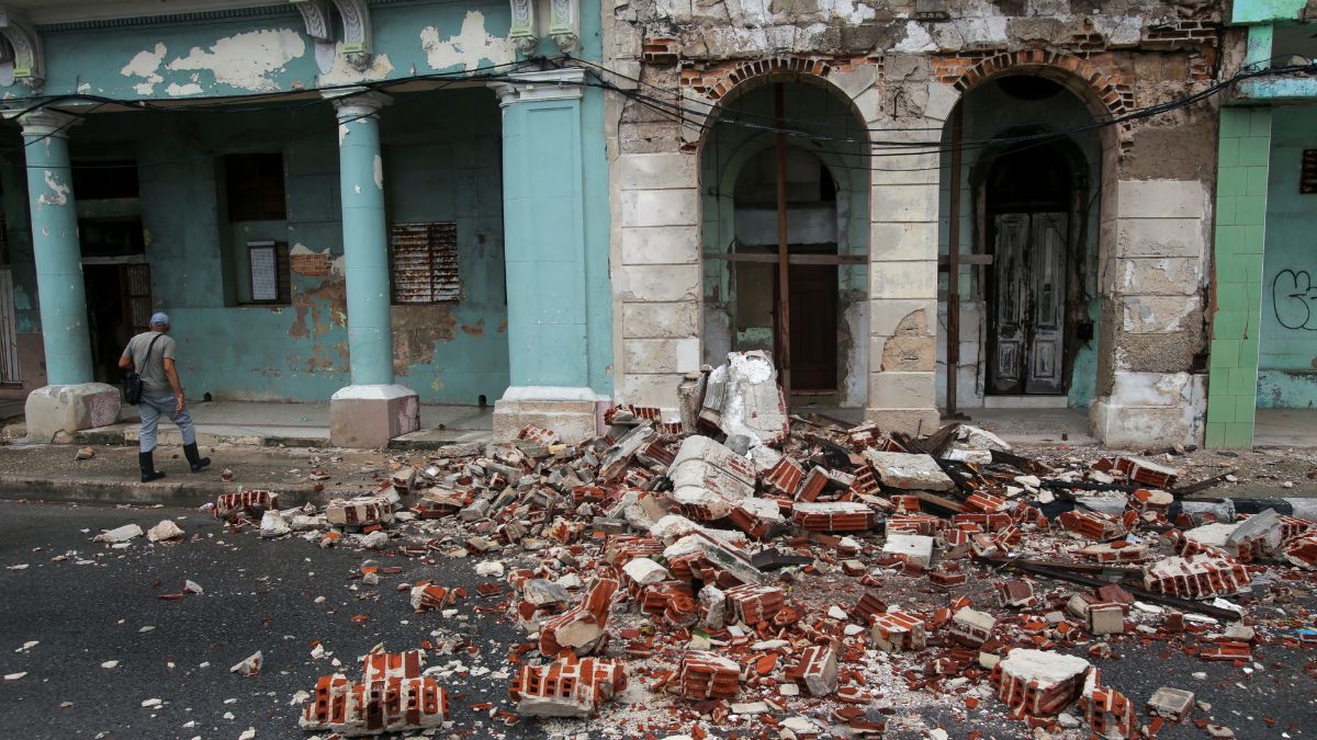 Debris from a building damaged by the passage of Hurricane Rafael covers the street in Havana, Cuba, Thursday, Nov. 7, 2024. Image- AP Debris from a building damaged by the passage of Hurricane Rafael covers the street in Havana, Cuba, Thursday, Nov. 7, 2024. Image- AP