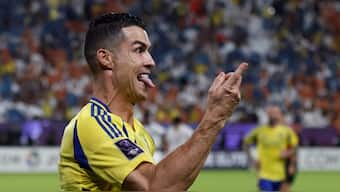 Cristiano Ronaldo celebrates after scoring for Al Nassr against Al Ain. Image: Reuters