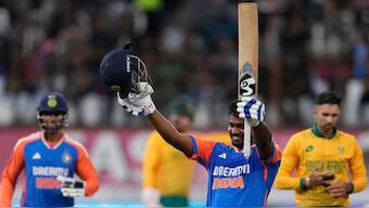 Sanju Samson is the first Indian player to smash back-to-back centuries in T20Is. Image; AP
