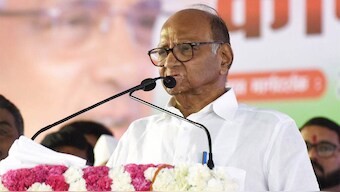 (File) NCP chief Sharad Pawar addresses party workers at Seawoods in Navi Mumbai. PTI