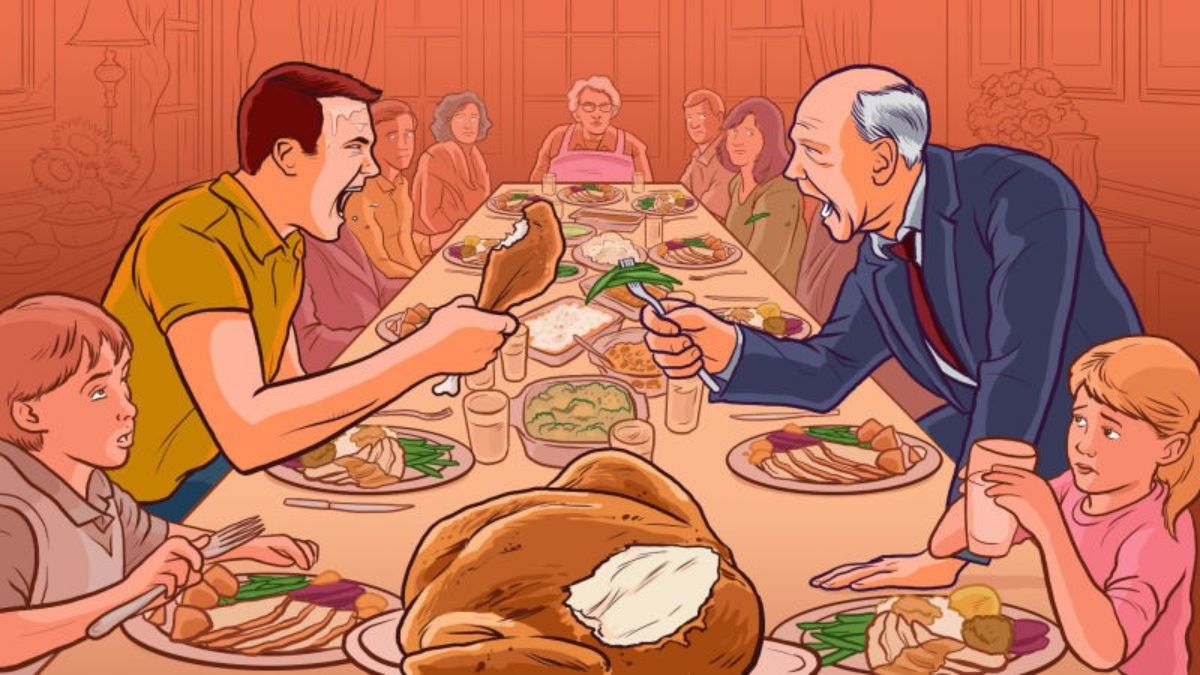 Thanksgiving in America has emerged as a time when the broader family's contradictory political opinions come out on in the open, leading to often intense arguments. Representational Image/GilletteBlog Thanksgiving in America has emerged as a time when the broader family's contradictory political opinions come out on in the open, leading to often intense arguments. Representational Image/GilletteBlog