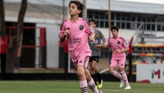 Lionel Messi's son Thiago in action for Inter Miami U-13 in the Newell's Cup in Rosario, Argentina. AP