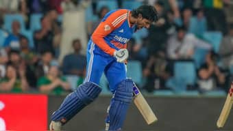 Tilak Varma's maiden international hundred helped India take 2-1 lead against South Africa in the T20 series. Image: AP
