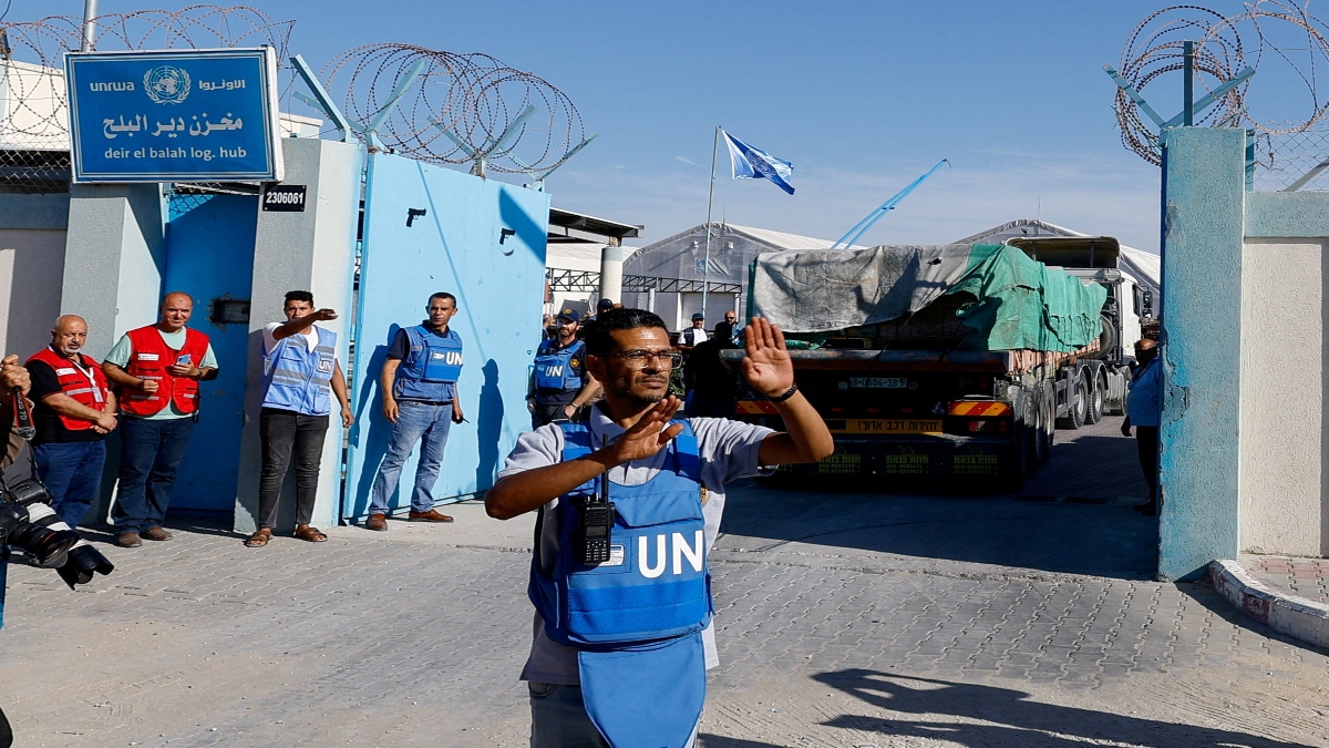Aid trucks arrive at a UN storage facility in the central Gaza Strip October 21, 2023. Reuters File Aid trucks arrive at a UN storage facility in the central Gaza Strip October 21, 2023. Reuters File